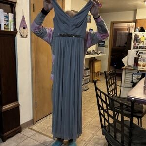 Davids Bridal Gray Bridesmaid Dress With Beading Size 6 Prom